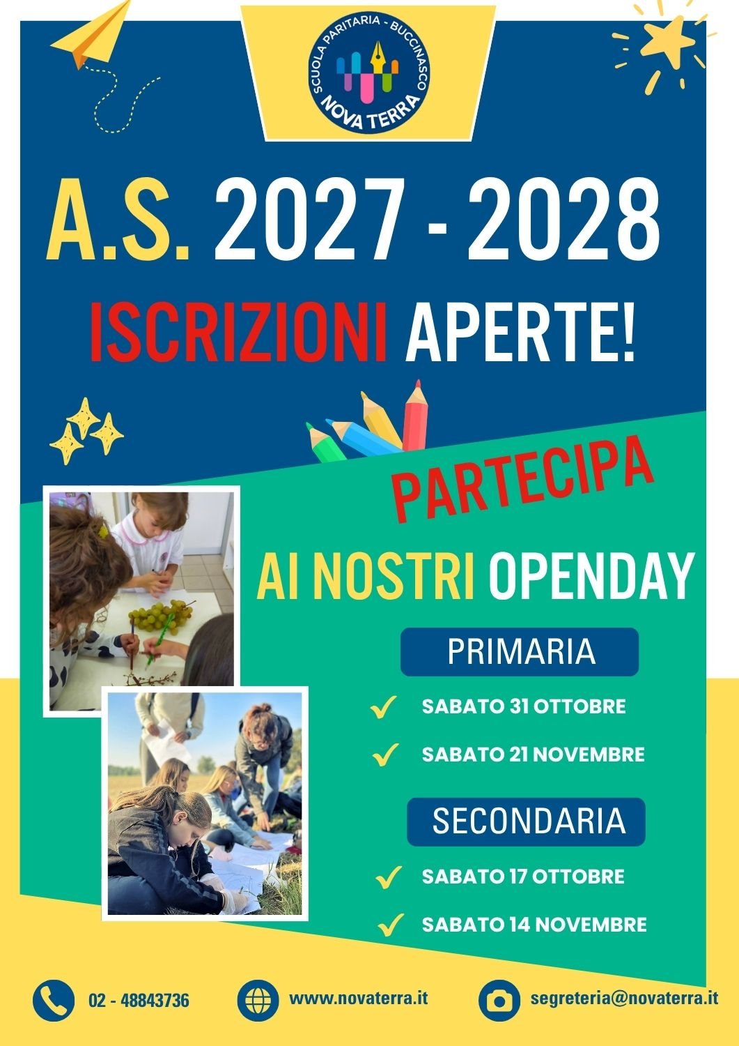 Iscrizioni Openday 27-28 Agosto Novaterra